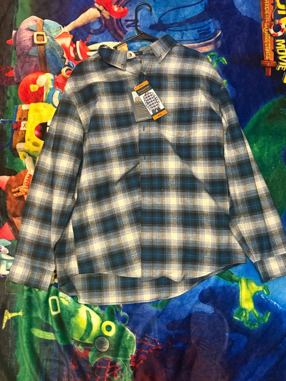 PENDLETON Men’s Blue and White Plaid Button-Down Shirt